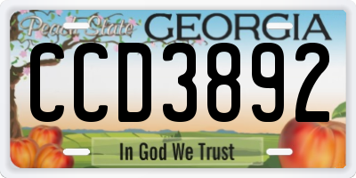 GA license plate CCD3892