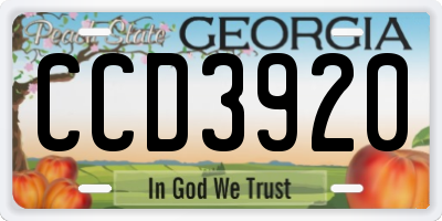 GA license plate CCD3920