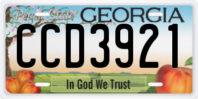 GA license plate CCD3921