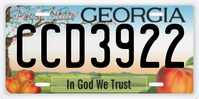 GA license plate CCD3922