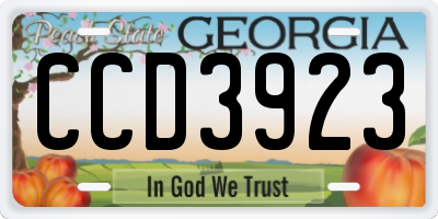 GA license plate CCD3923
