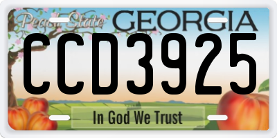 GA license plate CCD3925
