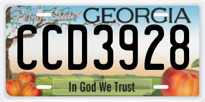 GA license plate CCD3928