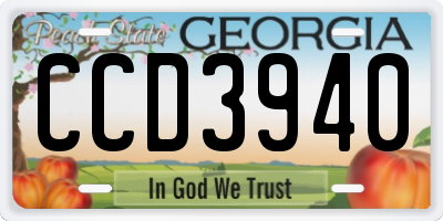 GA license plate CCD3940