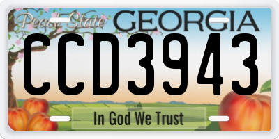 GA license plate CCD3943