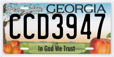 GA license plate CCD3947