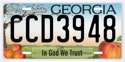 GA license plate CCD3948