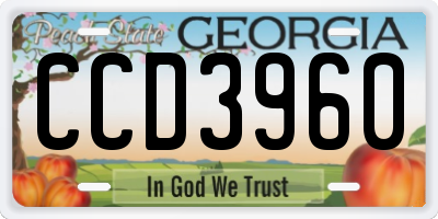 GA license plate CCD3960