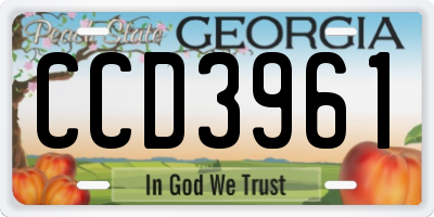 GA license plate CCD3961