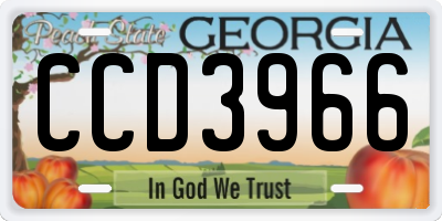 GA license plate CCD3966