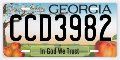 GA license plate CCD3982