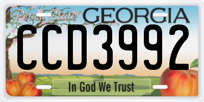 GA license plate CCD3992