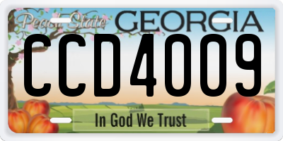 GA license plate CCD4009