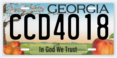 GA license plate CCD4018