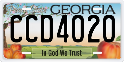 GA license plate CCD4020