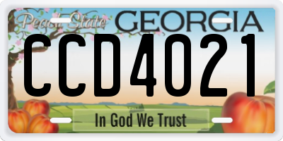 GA license plate CCD4021
