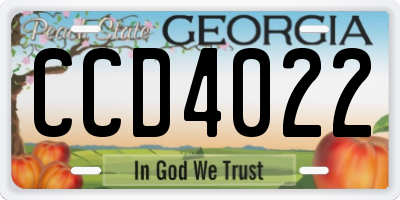 GA license plate CCD4022