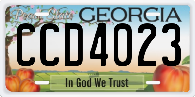 GA license plate CCD4023