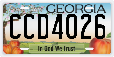 GA license plate CCD4026