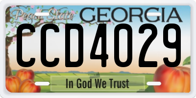 GA license plate CCD4029