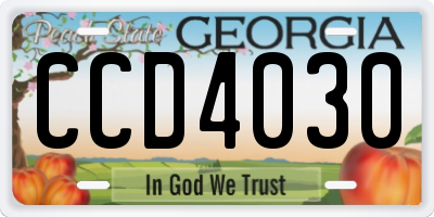 GA license plate CCD4030