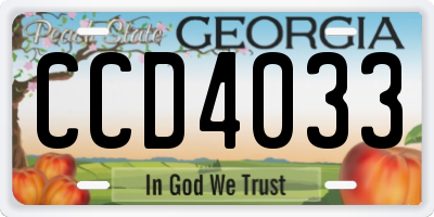 GA license plate CCD4033