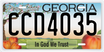 GA license plate CCD4035