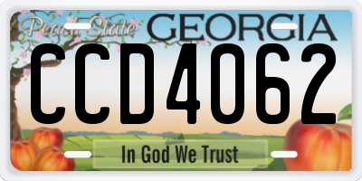 GA license plate CCD4062
