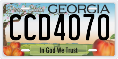 GA license plate CCD4070