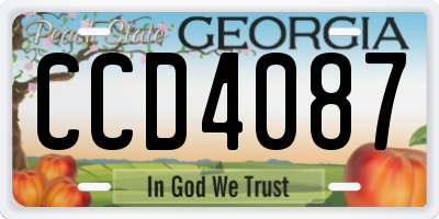 GA license plate CCD4087