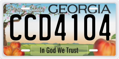 GA license plate CCD4104