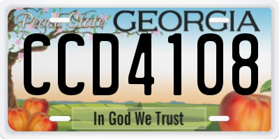 GA license plate CCD4108