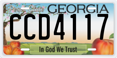 GA license plate CCD4117