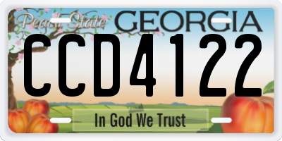 GA license plate CCD4122