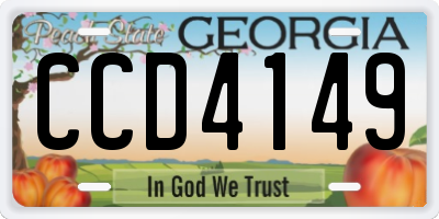 GA license plate CCD4149