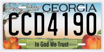 GA license plate CCD4190