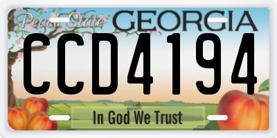 GA license plate CCD4194