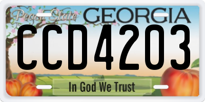 GA license plate CCD4203
