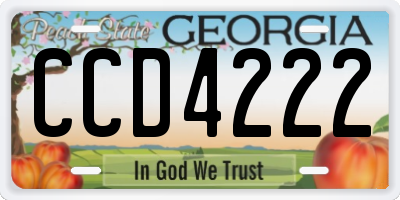 GA license plate CCD4222