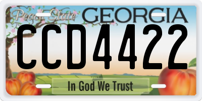 GA license plate CCD4422