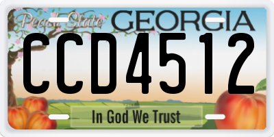 GA license plate CCD4512
