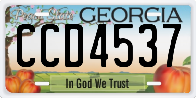 GA license plate CCD4537