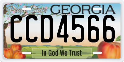 GA license plate CCD4566