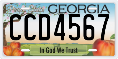 GA license plate CCD4567