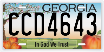 GA license plate CCD4643