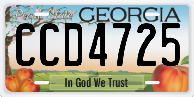 GA license plate CCD4725