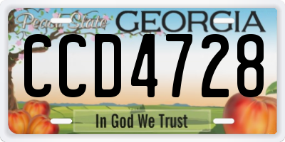 GA license plate CCD4728
