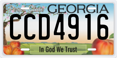 GA license plate CCD4916