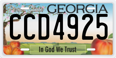 GA license plate CCD4925