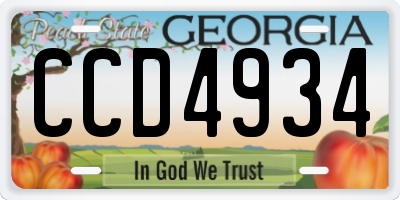 GA license plate CCD4934